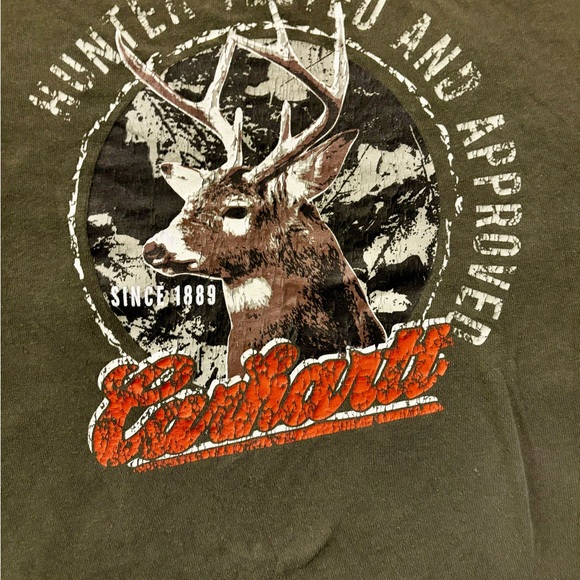 Carhartt Men's Green and Khaki Shirt Men size XL Has some wear Work/outdoor top - Picture 15 of 16